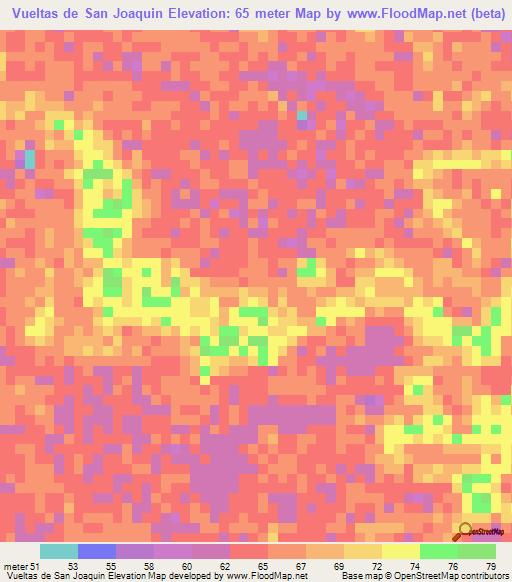 Vueltas de San Joaquin,Venezuela Elevation Map