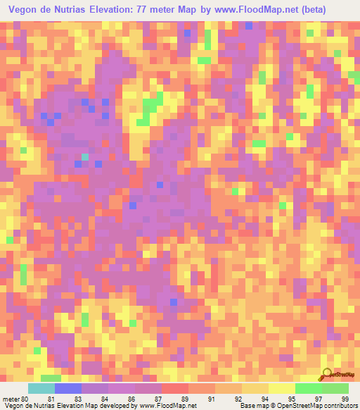 Vegon de Nutrias,Venezuela Elevation Map