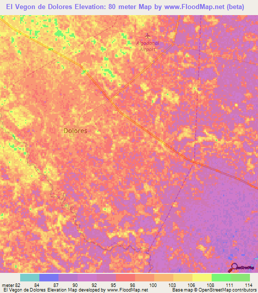 El Vegon de Dolores,Venezuela Elevation Map