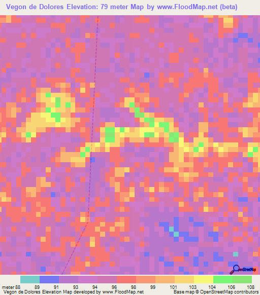Vegon de Dolores,Venezuela Elevation Map