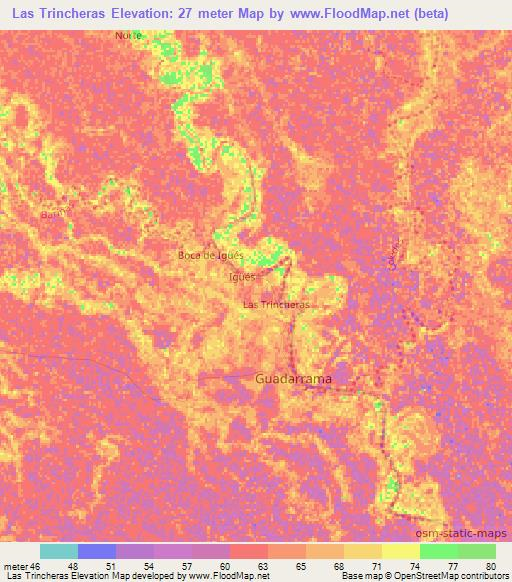 Las Trincheras,Venezuela Elevation Map