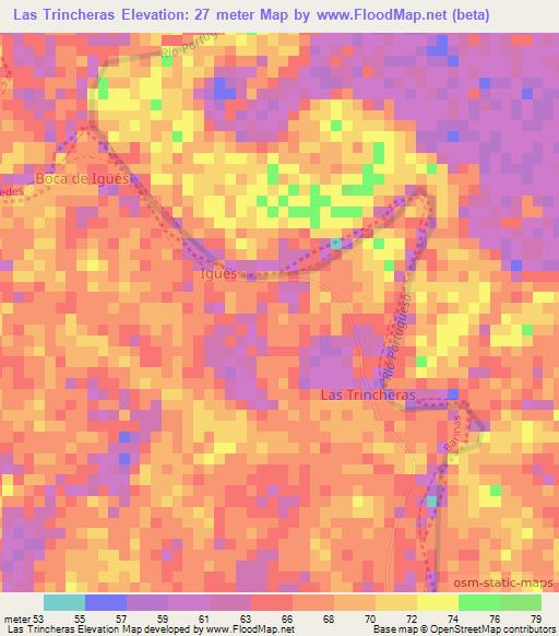 Las Trincheras,Venezuela Elevation Map