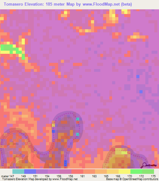 Tomasero,Venezuela Elevation Map