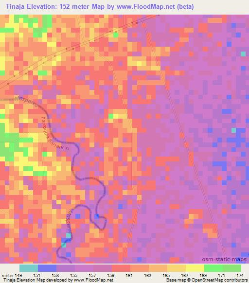 Tinaja,Venezuela Elevation Map