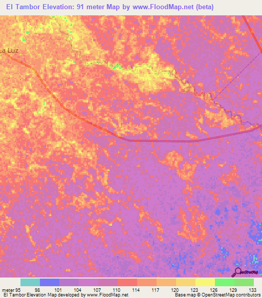 El Tambor,Venezuela Elevation Map