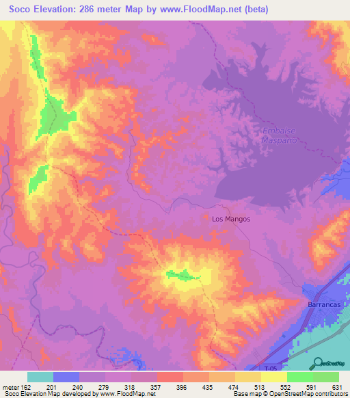 Soco,Venezuela Elevation Map