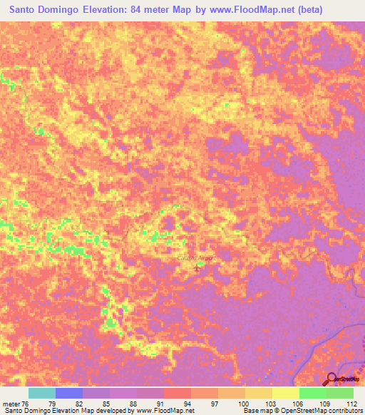 Santo Domingo,Venezuela Elevation Map