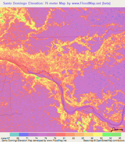 Santo Domingo,Venezuela Elevation Map
