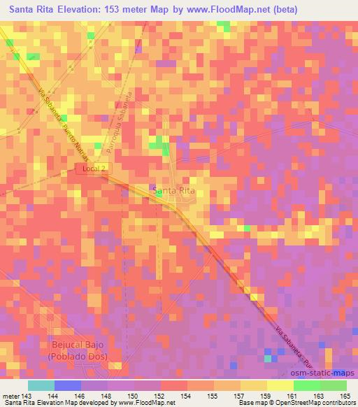 Santa Rita,Venezuela Elevation Map