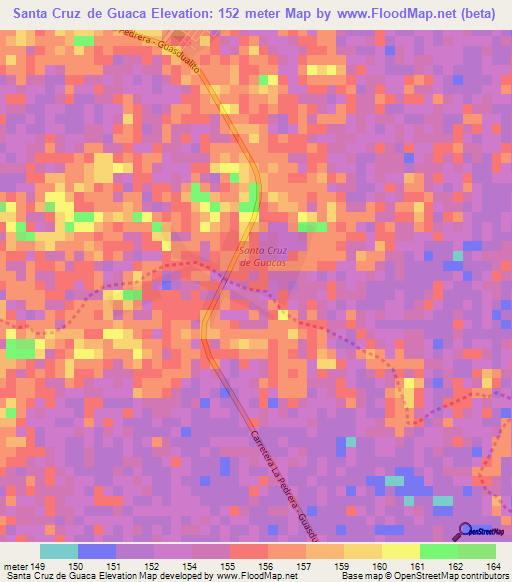 Santa Cruz de Guaca,Venezuela Elevation Map