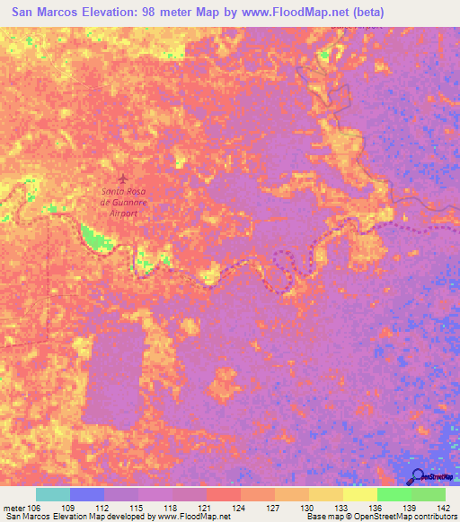 San Marcos,Venezuela Elevation Map