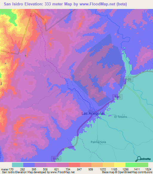 San Isidro,Venezuela Elevation Map