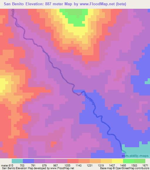 San Benito,Venezuela Elevation Map