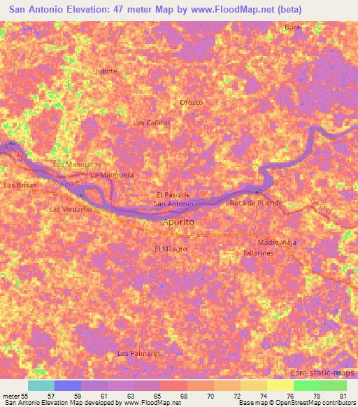 San Antonio,Venezuela Elevation Map