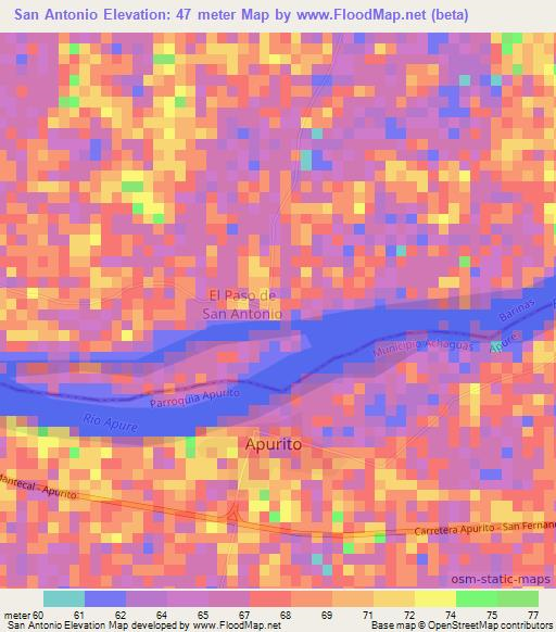 San Antonio,Venezuela Elevation Map