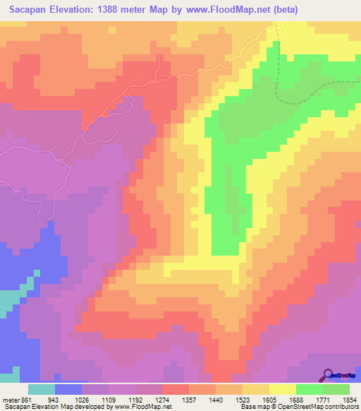 Sacapan,Venezuela Elevation Map