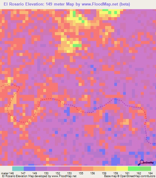 El Rosario,Venezuela Elevation Map