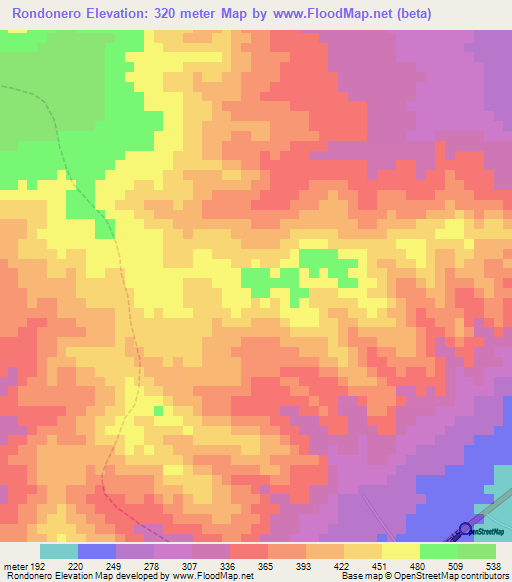 Rondonero,Venezuela Elevation Map