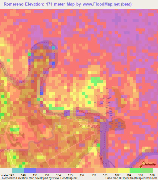 Romereno,Venezuela Elevation Map