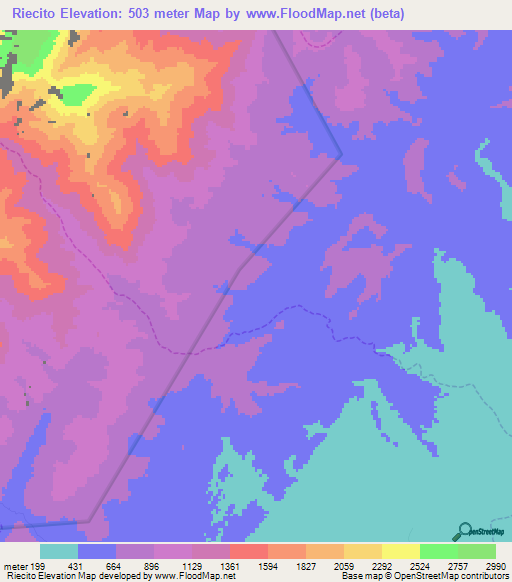 Riecito,Venezuela Elevation Map