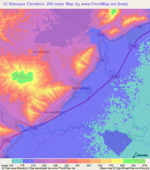 El Retruque,Venezuela Elevation Map