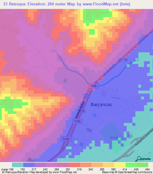 El Retruque,Venezuela Elevation Map