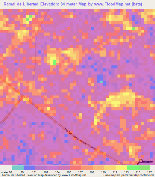 Ramal de Libertad,Venezuela Elevation Map