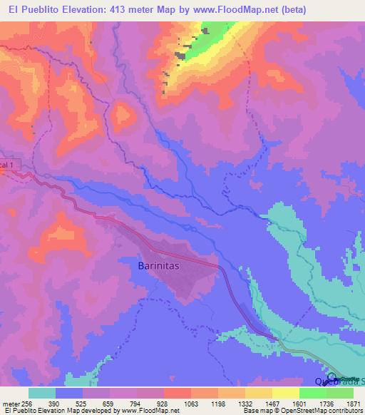 El Pueblito,Venezuela Elevation Map