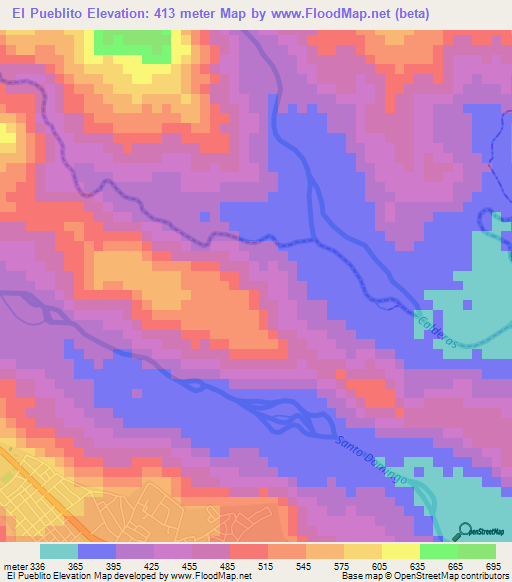 El Pueblito,Venezuela Elevation Map