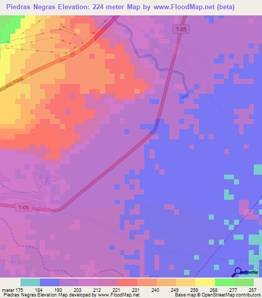 Piedras Negras,Venezuela Elevation Map