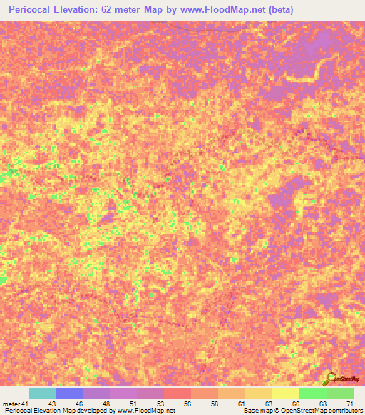 Pericocal,Venezuela Elevation Map