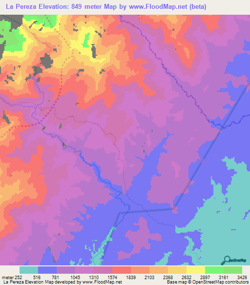 La Pereza,Venezuela Elevation Map