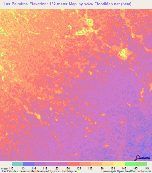 Las Palmitas,Venezuela Elevation Map