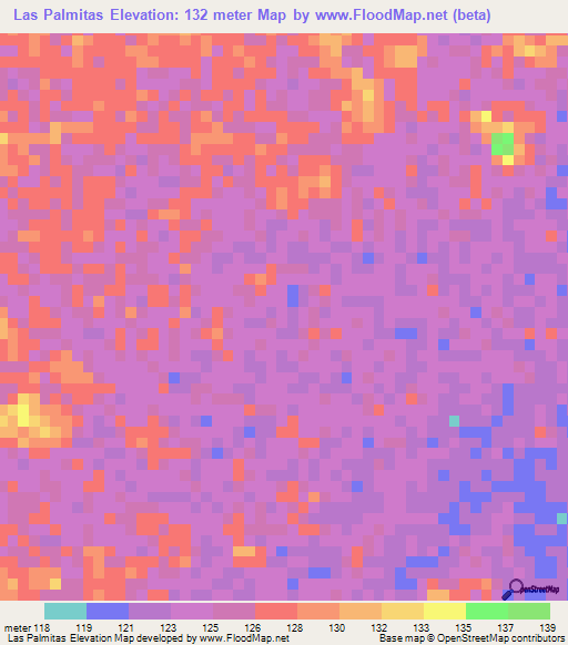 Las Palmitas,Venezuela Elevation Map