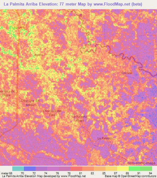 La Palmita Arriba,Venezuela Elevation Map