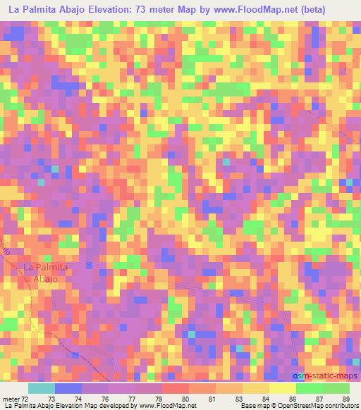 La Palmita Abajo,Venezuela Elevation Map
