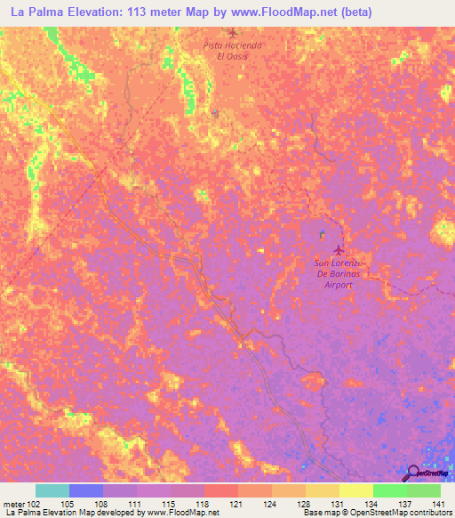 La Palma,Venezuela Elevation Map
