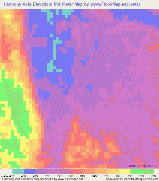 Harmony Vale,Jamaica Elevation Map