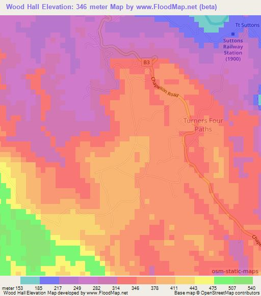Wood Hall,Jamaica Elevation Map