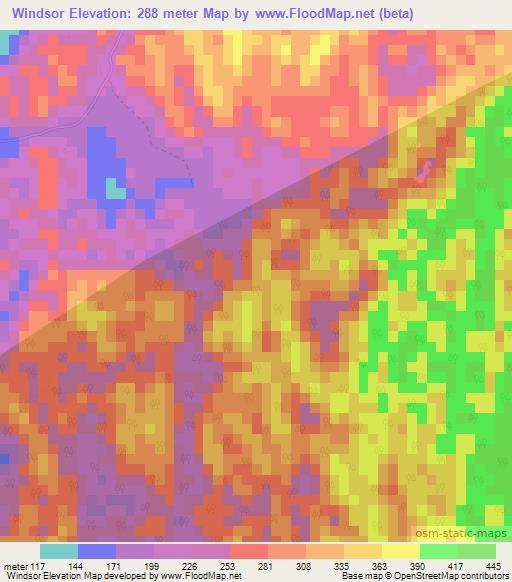 Windsor,Jamaica Elevation Map