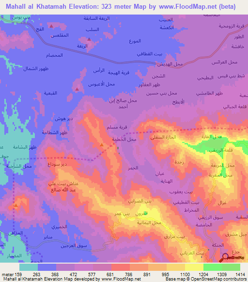 Mahall al Khatamah,Yemen Elevation Map