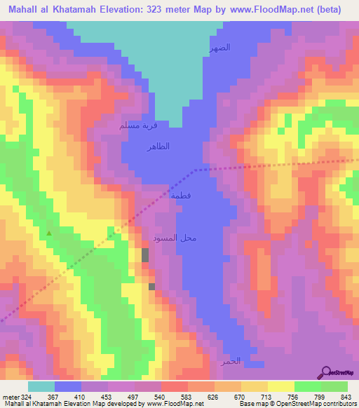 Mahall al Khatamah,Yemen Elevation Map