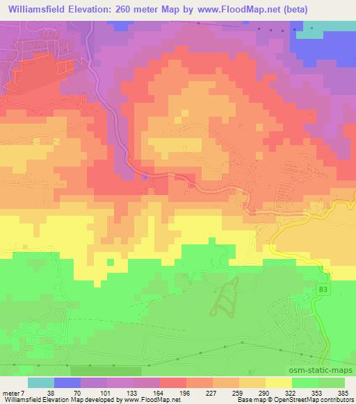 Williamsfield,Jamaica Elevation Map
