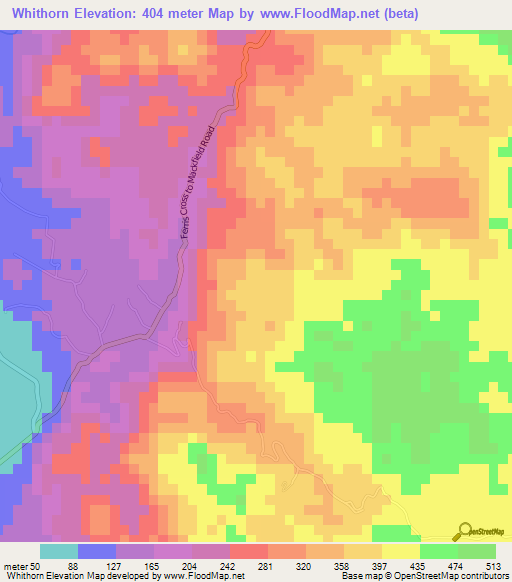 Whithorn,Jamaica Elevation Map