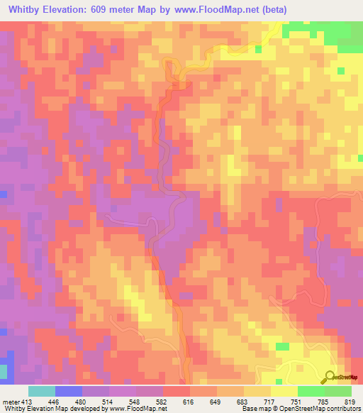 Whitby,Jamaica Elevation Map