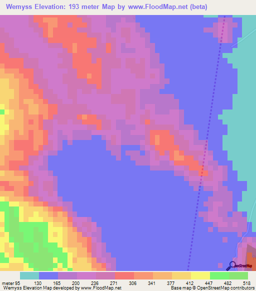 Wemyss,Jamaica Elevation Map