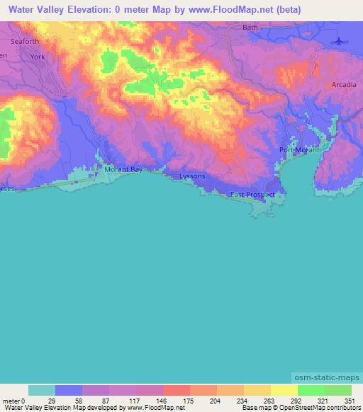 Water Valley,Jamaica Elevation Map