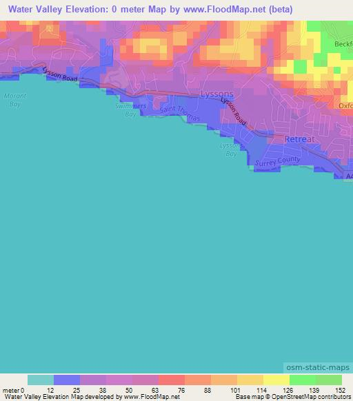 Water Valley,Jamaica Elevation Map