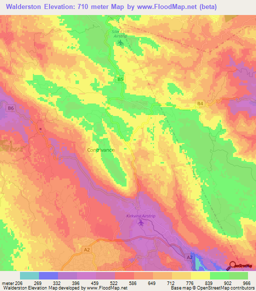 Walderston,Jamaica Elevation Map