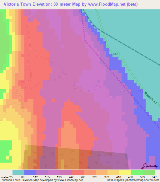 Victoria Town,Jamaica Elevation Map